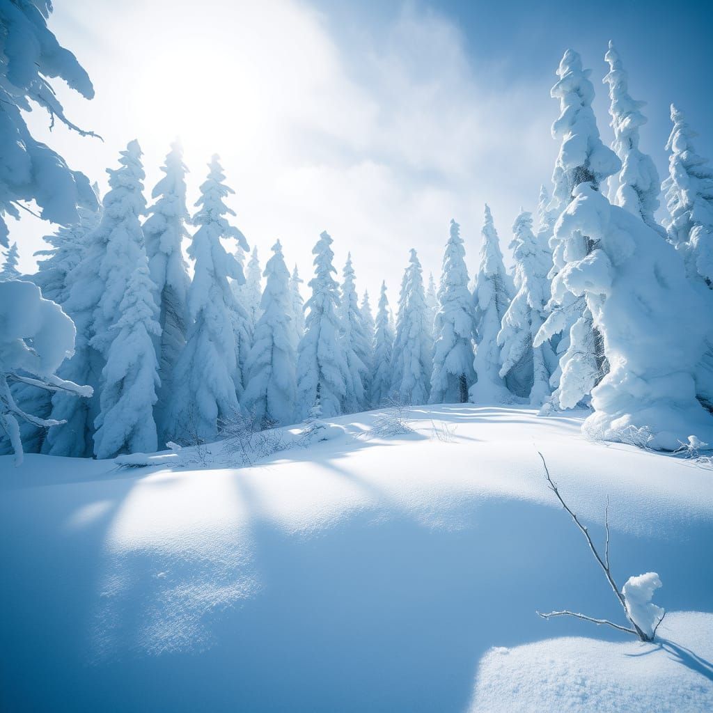 Yuki-Onna in Frozen Forest, Ice Crystal Fractal Style