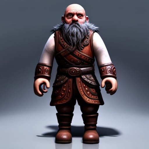 Dwarf Portrait with Exaggerated Features in Detailed Matte P...