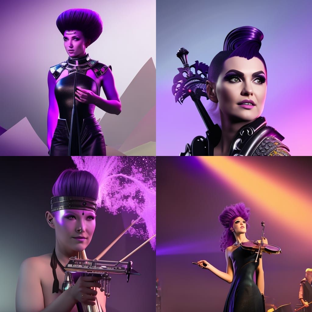 Purple-Haired Woman at Concert: Fantasy Album Cover