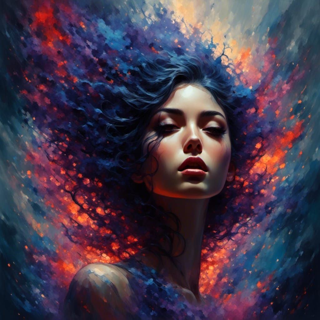 Anguished Figure Walking in a Dark Fantasy World