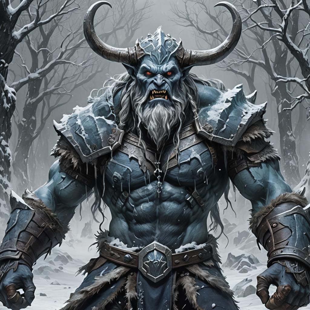Grimdark Frost Giant in a Fantasy Setting