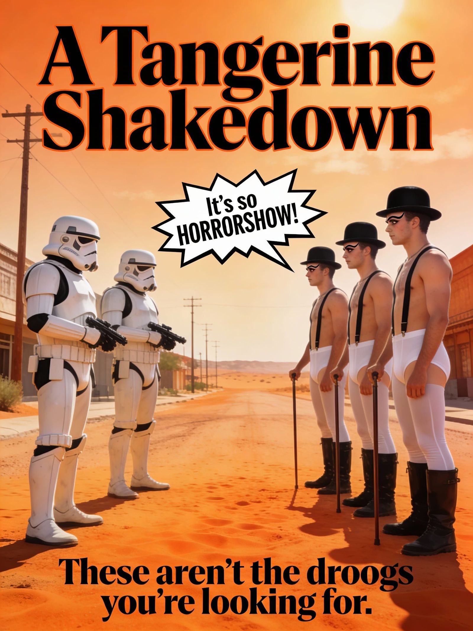 A Tangerine Shakedown: Surreal Sci-Fi Satire Movie Poster