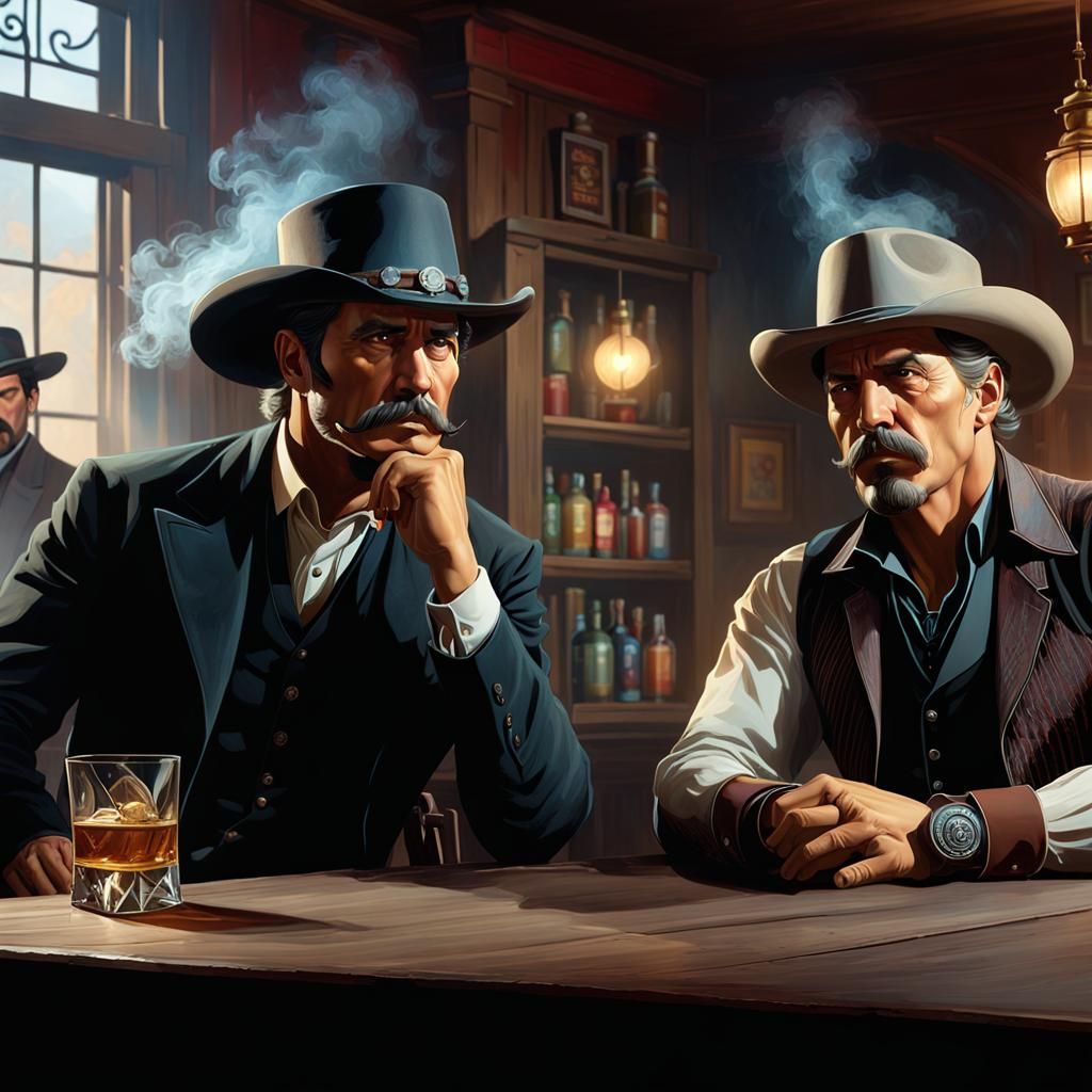 Doc Holliday and Buffalo Bill in Smoky Saloon