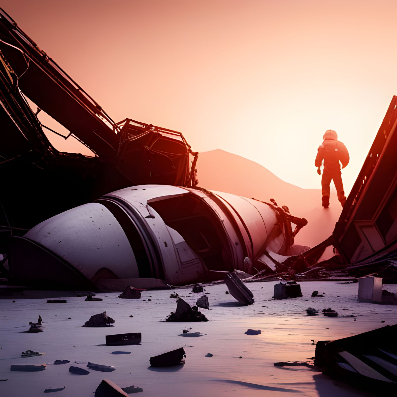 SpaceX Starship Crash on Mars: Photorealistic Disaster