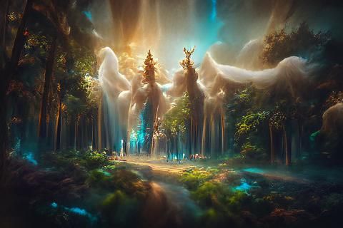 Heavenly Forest of Eden: Fantasy Art Illustration