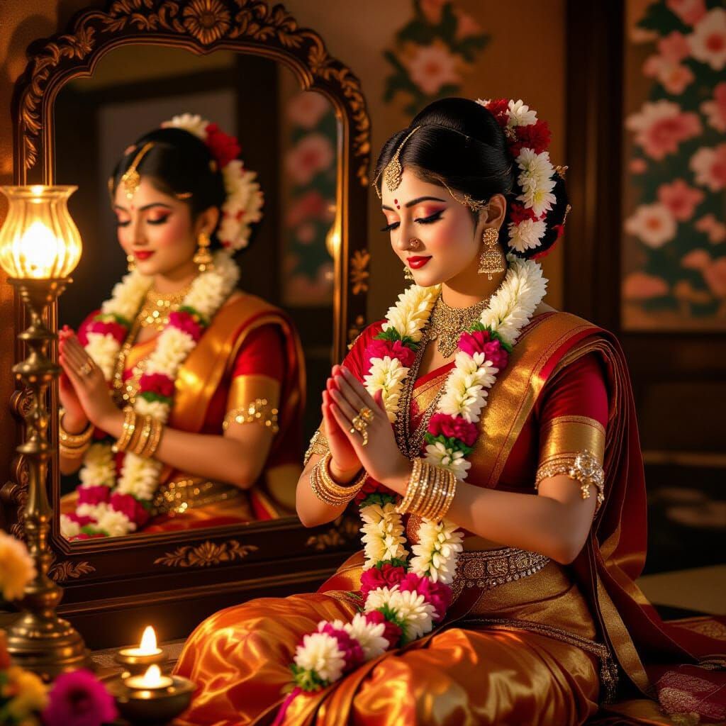 Mata Radha Prepares for Divine Dance, Soft Lighting