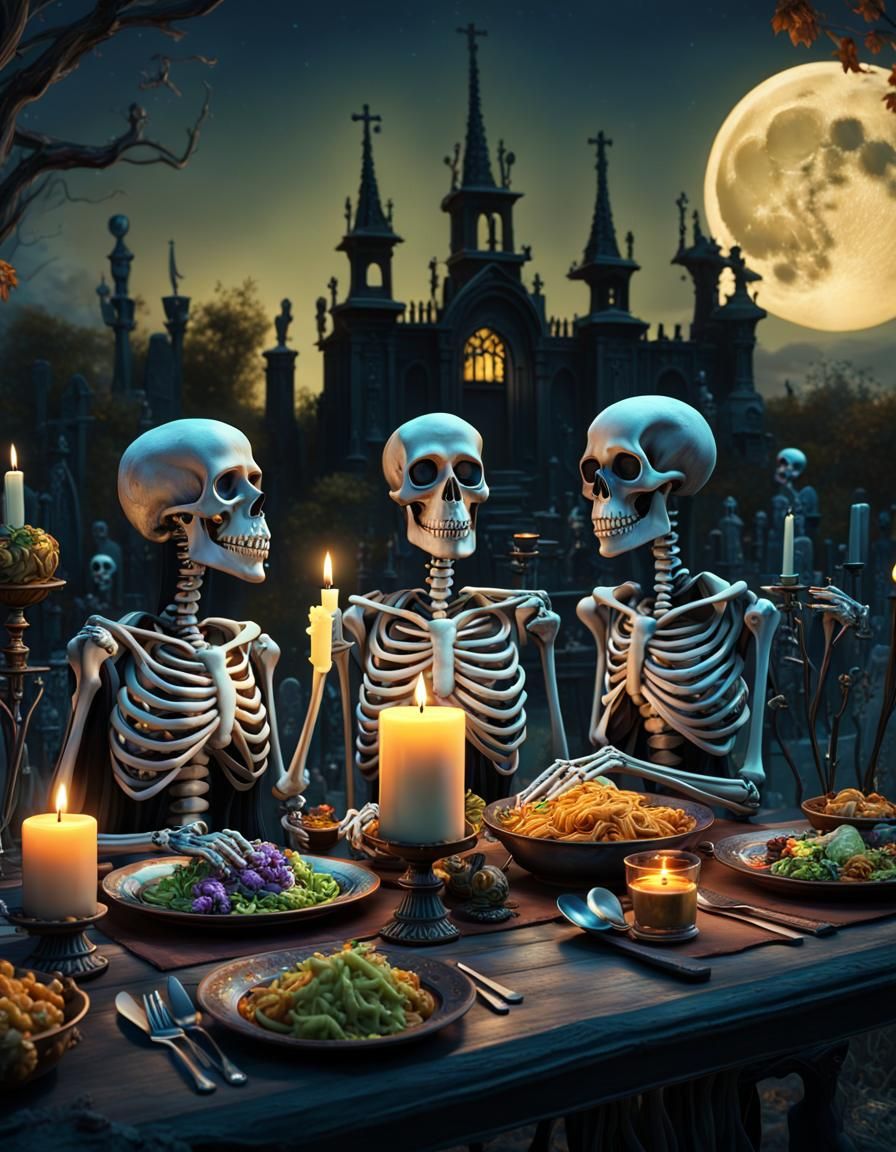 Disney Skeletons Dine by Moonlight: Fantasy Concept Art