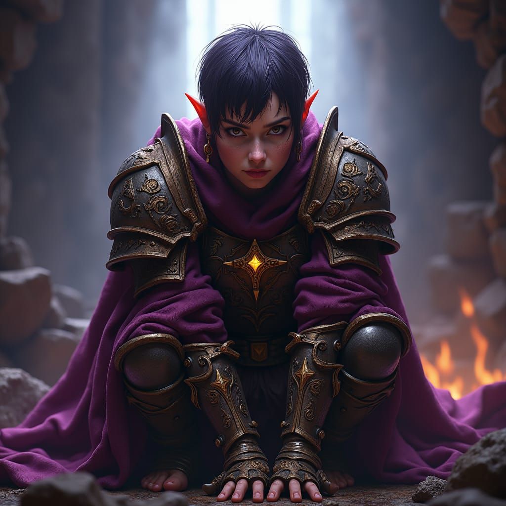 Armored Dwarf Cleric in Dark Fantasy Style