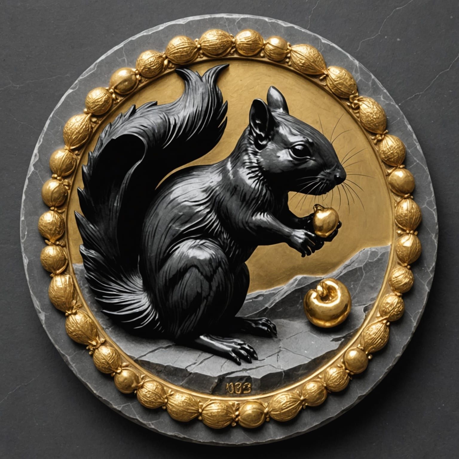 Squirrel Carving on Marble Slab