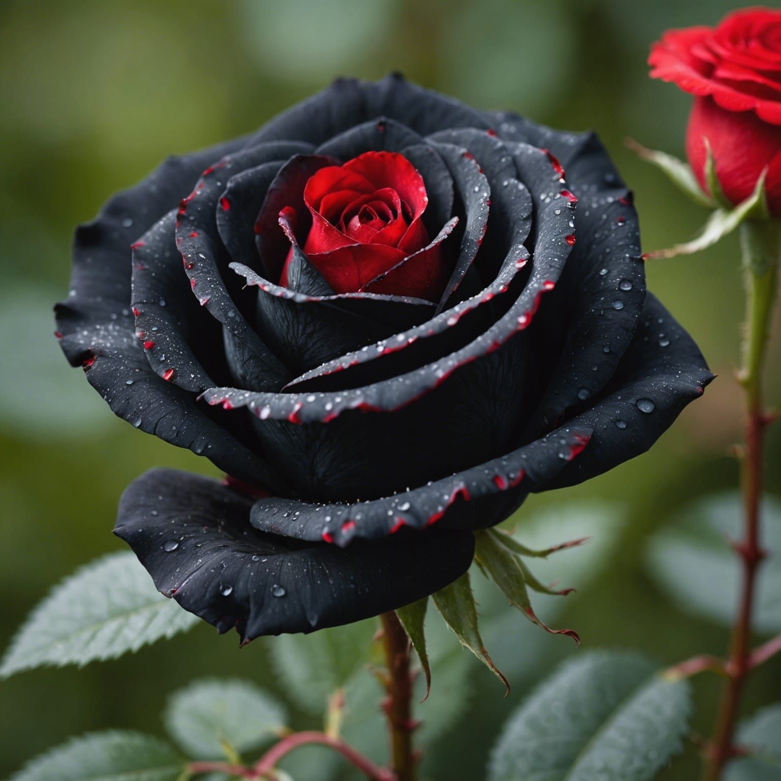 Stunning Black Rose with Ladybug Macro Photography