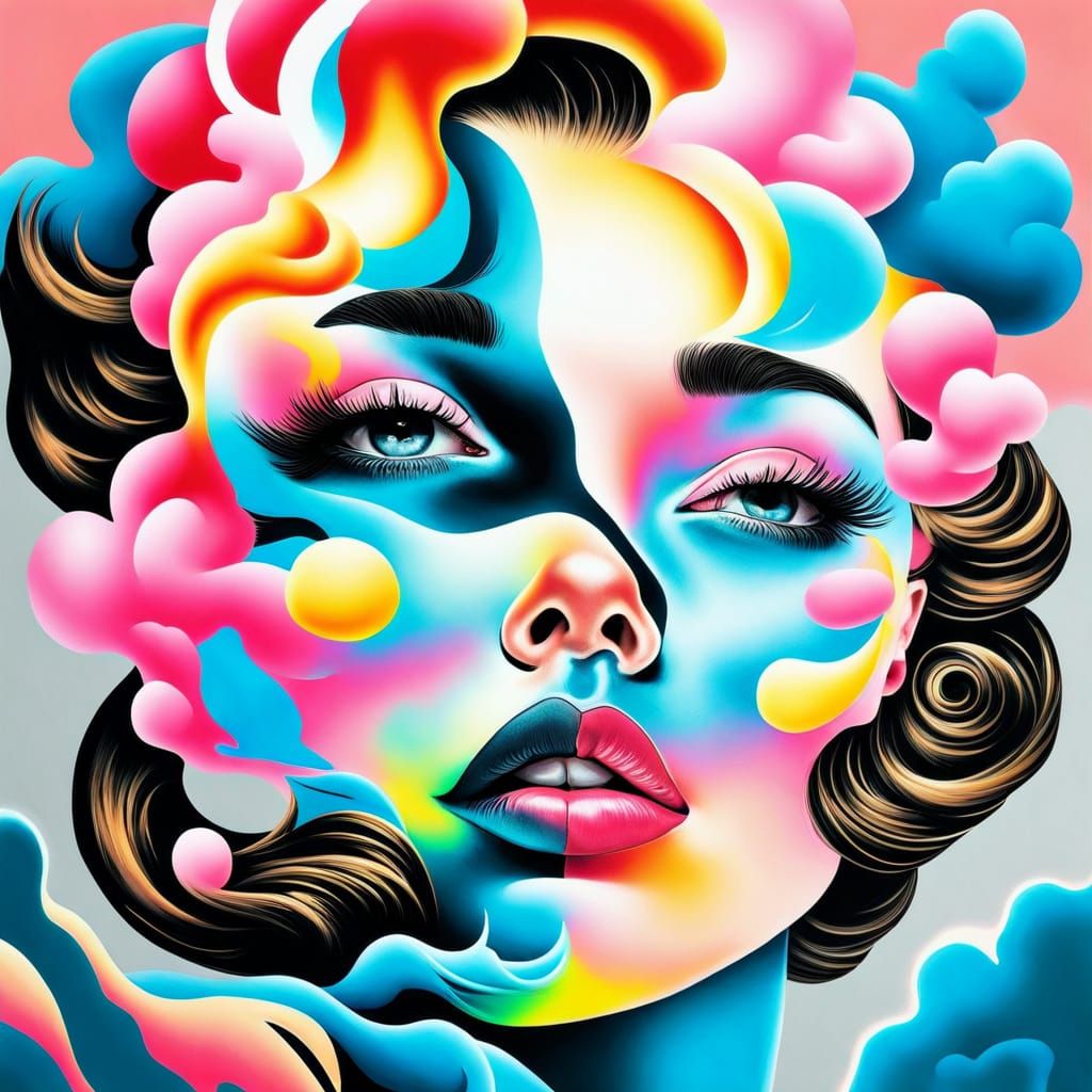 Neon Stardust Portrait in Airbrush Style