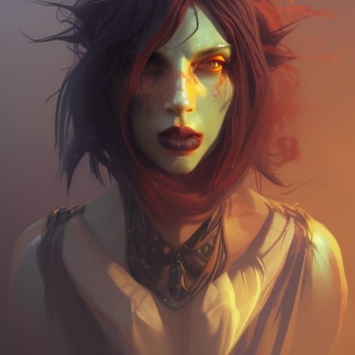 Detailed Portrait of a Witch Monster