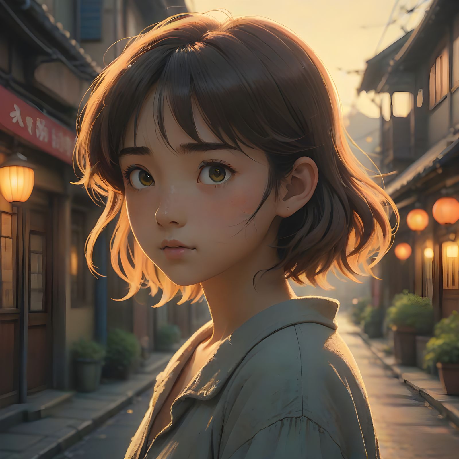 Ethereal Anime Portrait in Vibrant Warmth