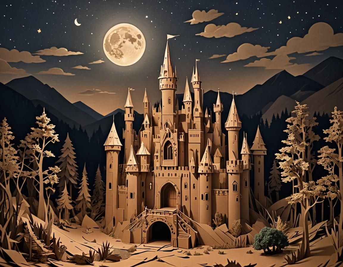 Cardboard Castle in Fairycore Landscape