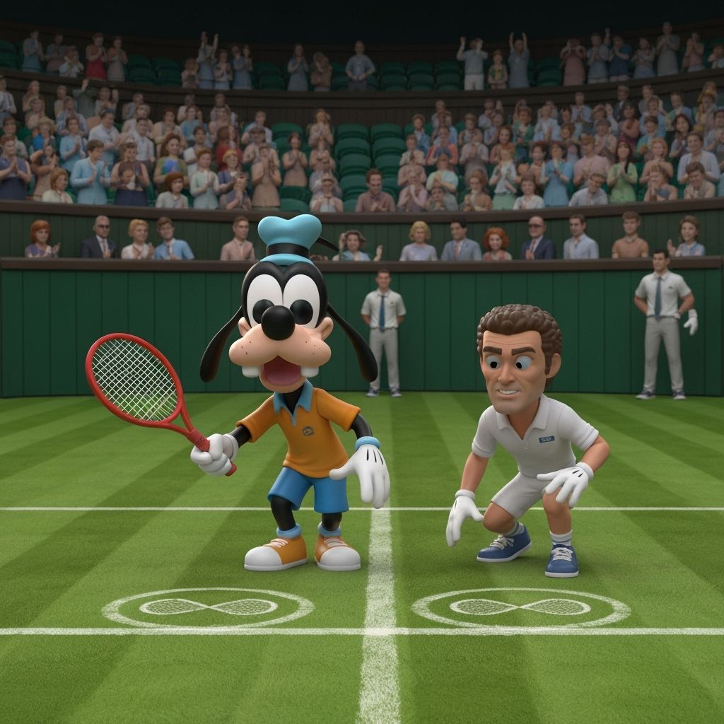 Funko Pop Figure Disney Goofy playing tennis with Pete Sampr...