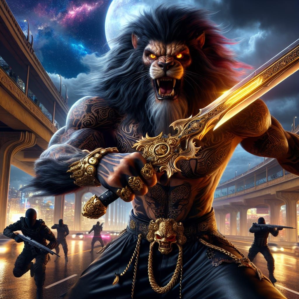 Werelion Samurai Battles Mercenaries: Matte Painting Style