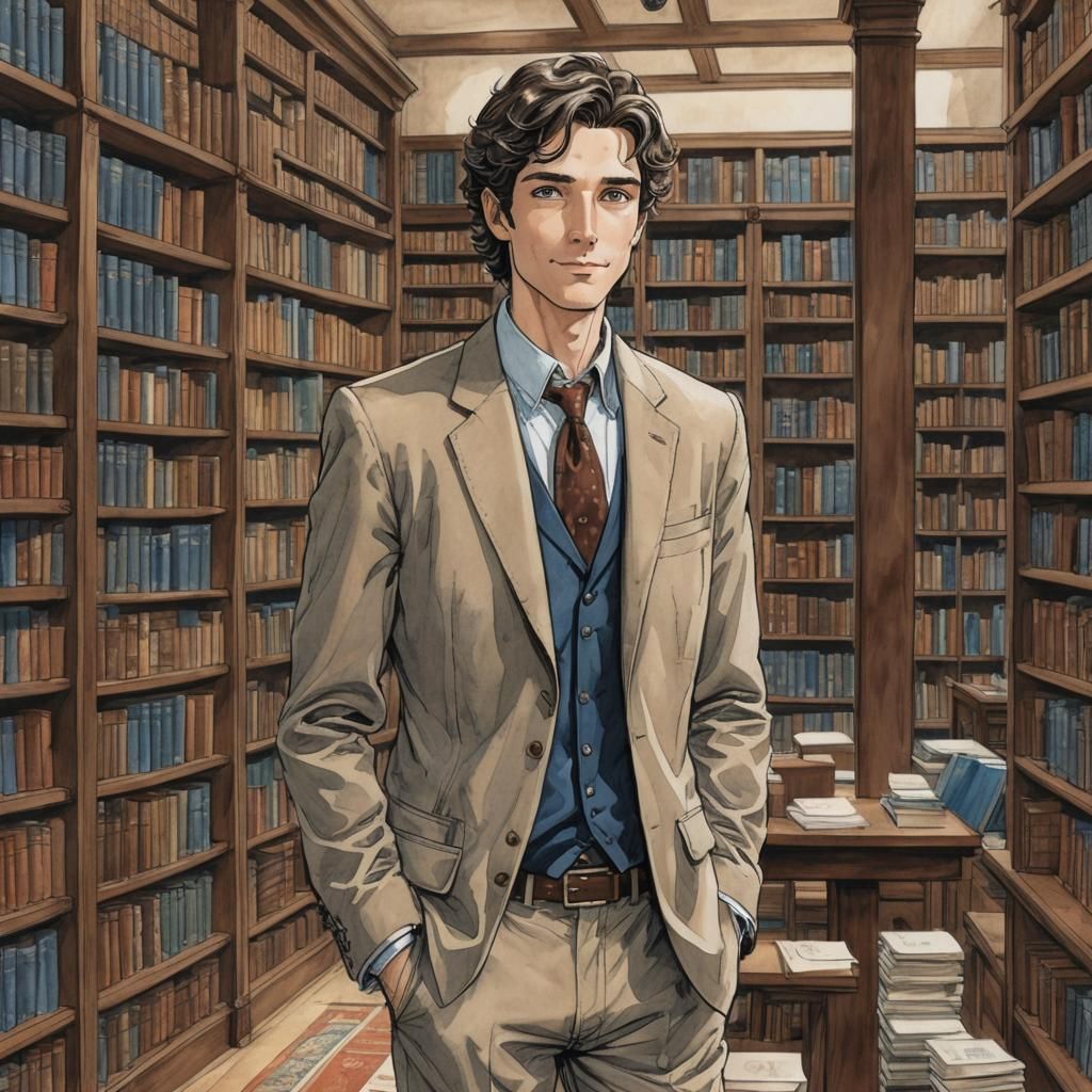 Charming Harvard Professor Portrait in Modern Fantasy Style