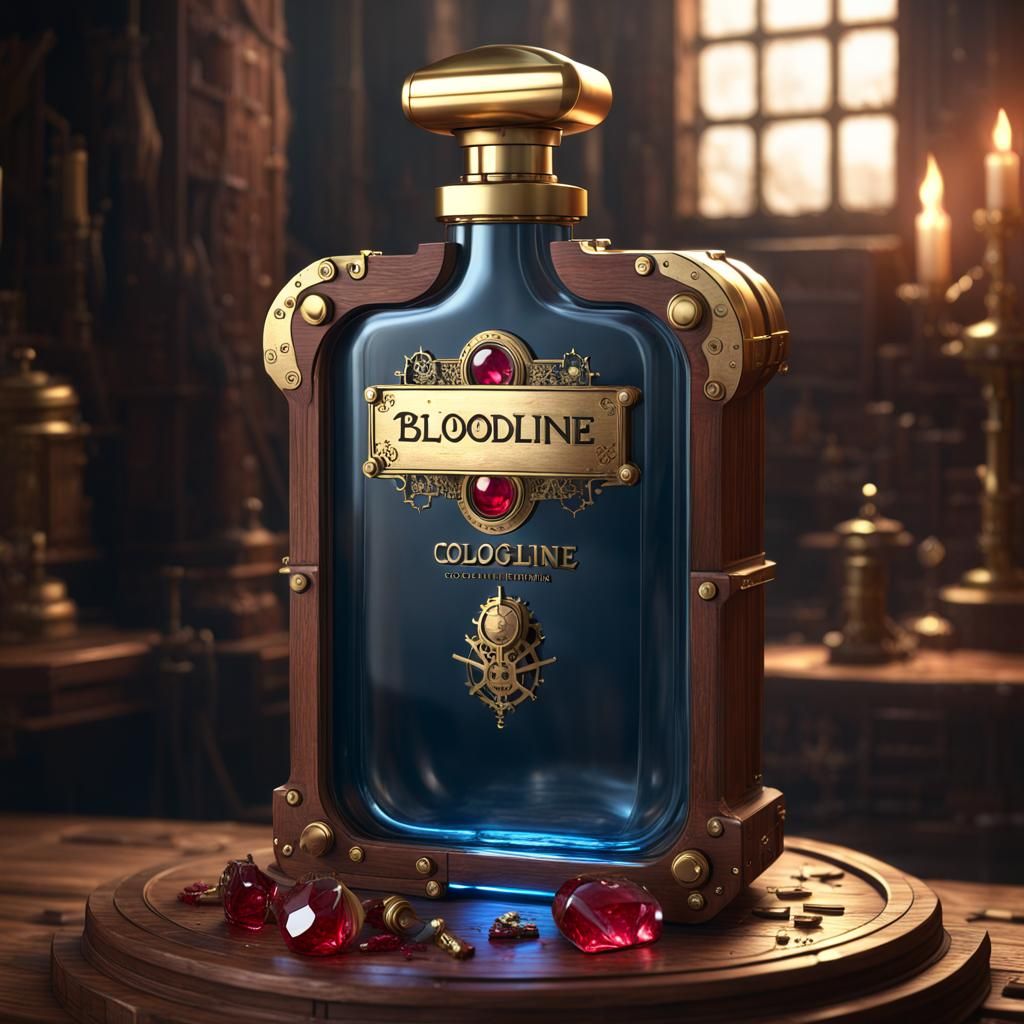 Steampunk Cologne Bottle with Gold Accents