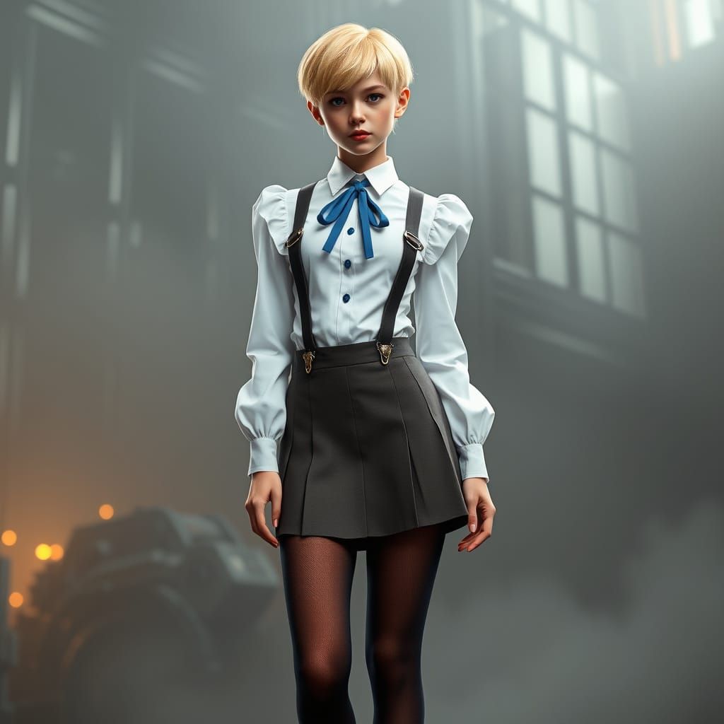 Androgynous Youth in Futuristic Uniform