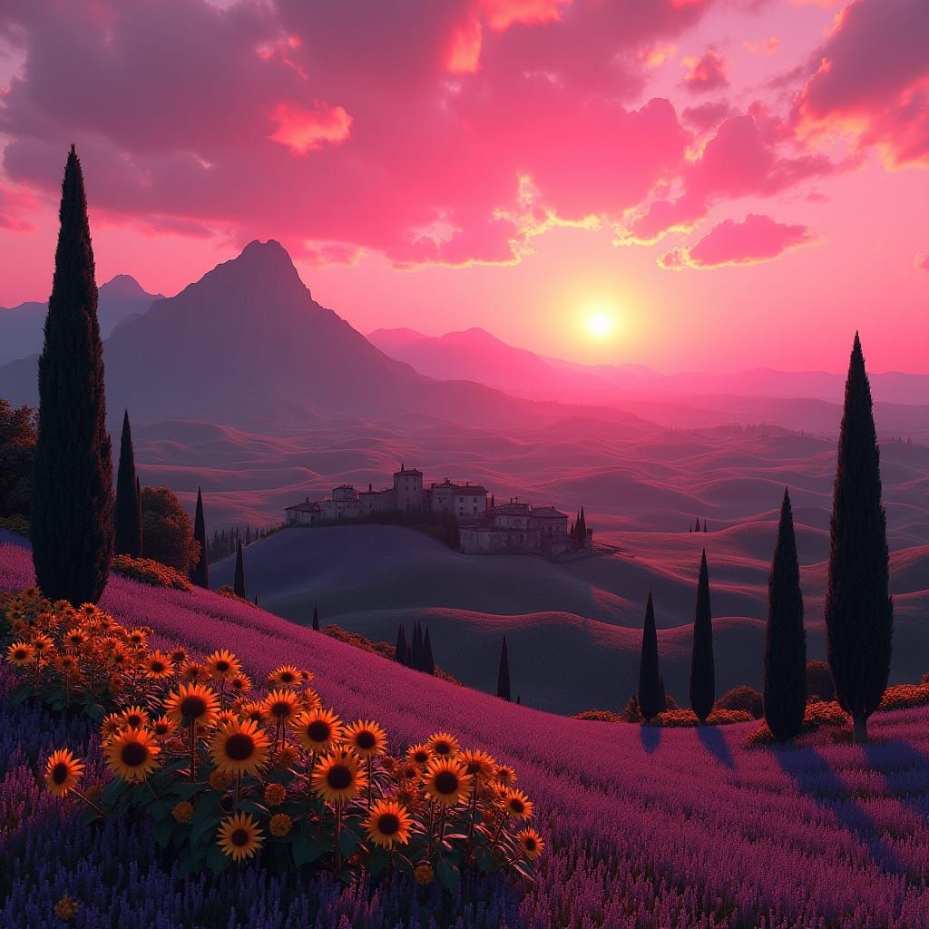 Tuscan Sunset: Dreamlike Matte Painting
