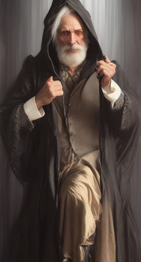 Victorian Gothic Magician with Rabbit Pets