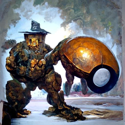 Pokémon Golem: An Oil Painting Illustration