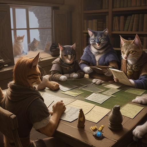Cats Playing Dungeons and Dragons Game