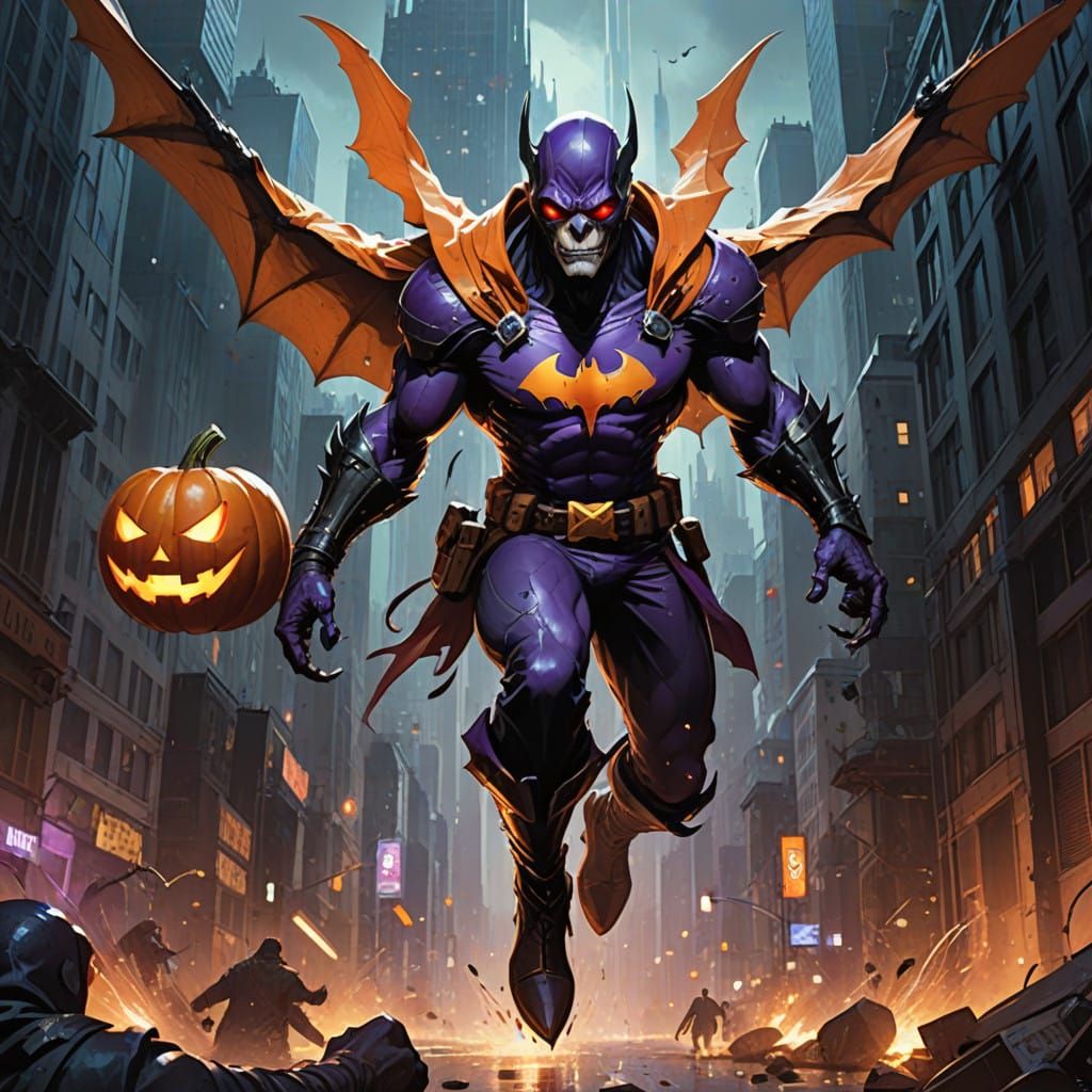 The Hobgoblin in Action, Throwing Pumpkin Bombs Across the C...
