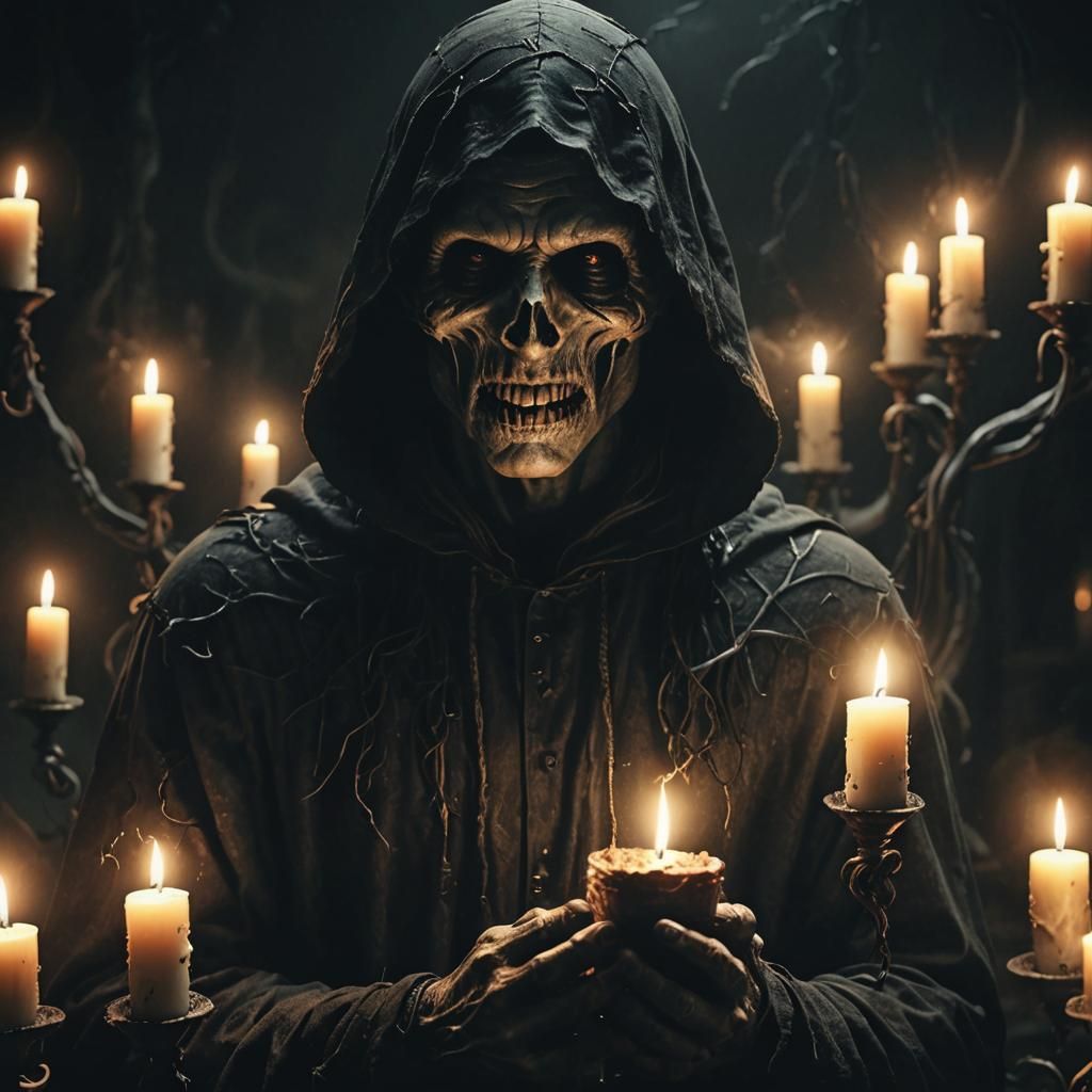 Grisly Shadow Creature in Dark Fantasy Landscape