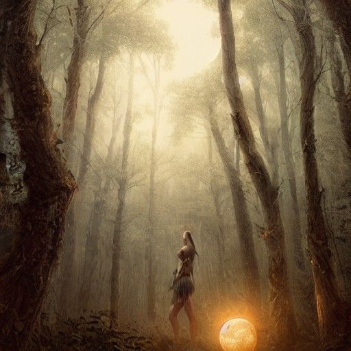 Moon Goddess in Ancient Forest by Greg Rutkowski