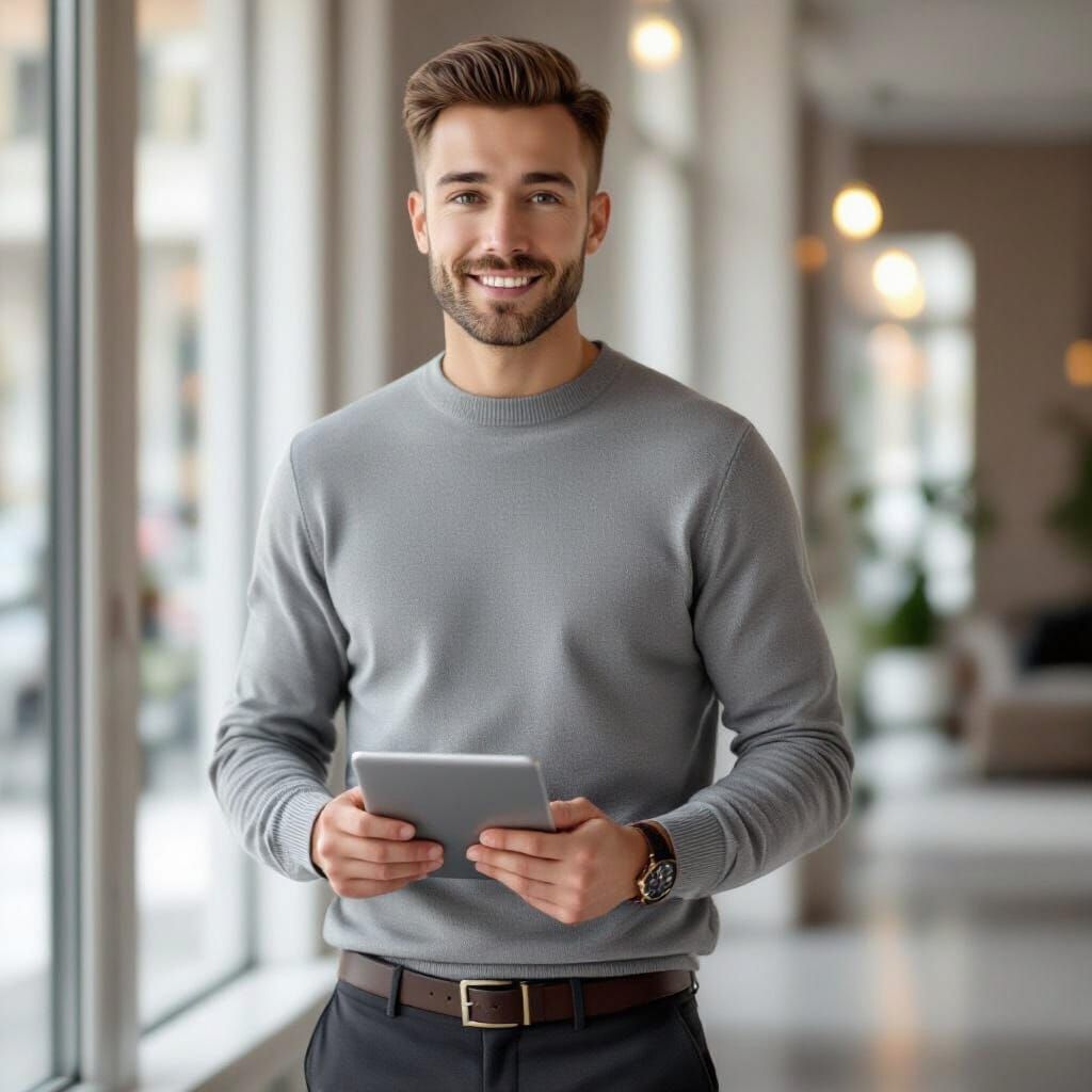 Photorealistic Portrait of a Young Professional in Office