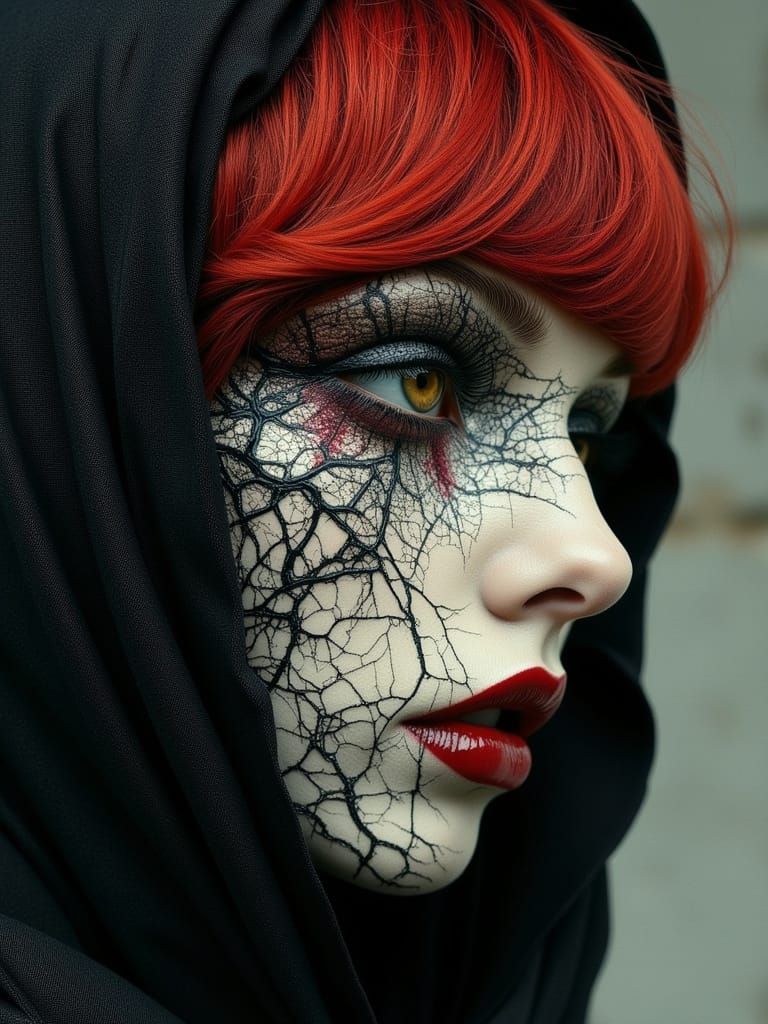 Gothic Surreal Portrait in Retro Coldwave Style