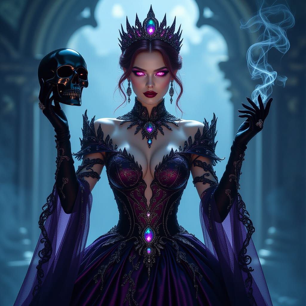 Regal Demon Princess with Obsidian Skull