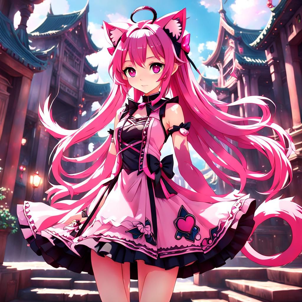 Anime Girl in Vibrant Fantasy World