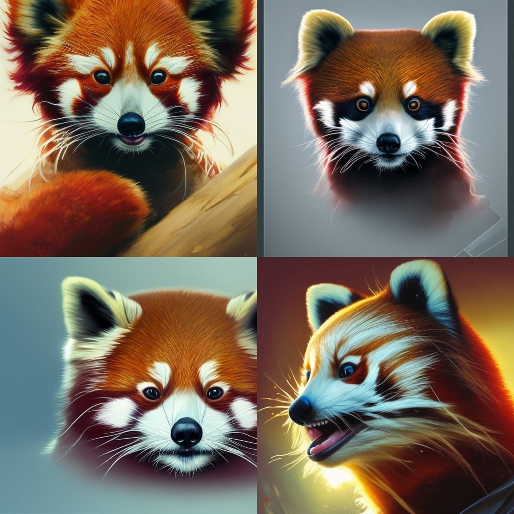 Candy Red Panda Portrait in Artgerm Style