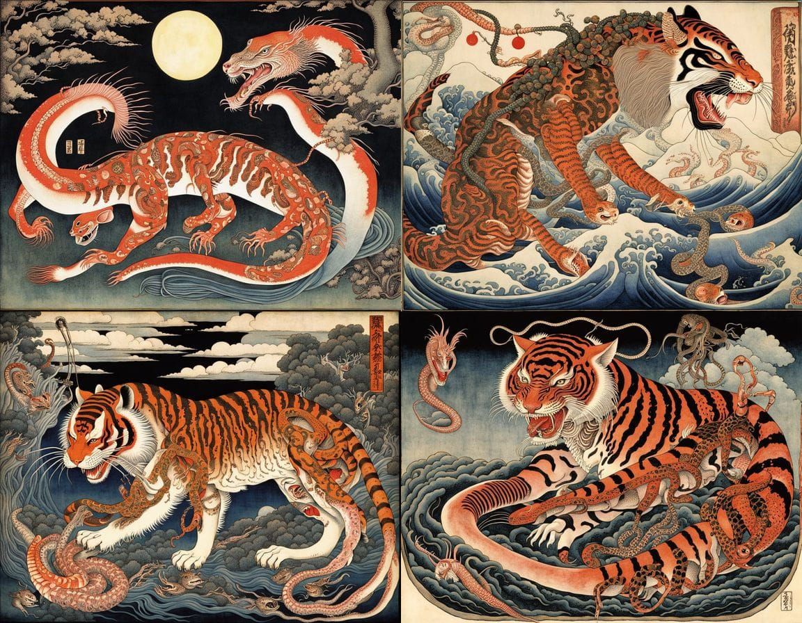 Surreal Japanese Geisha Samurai Zygote in Deep, Noctilucent ...