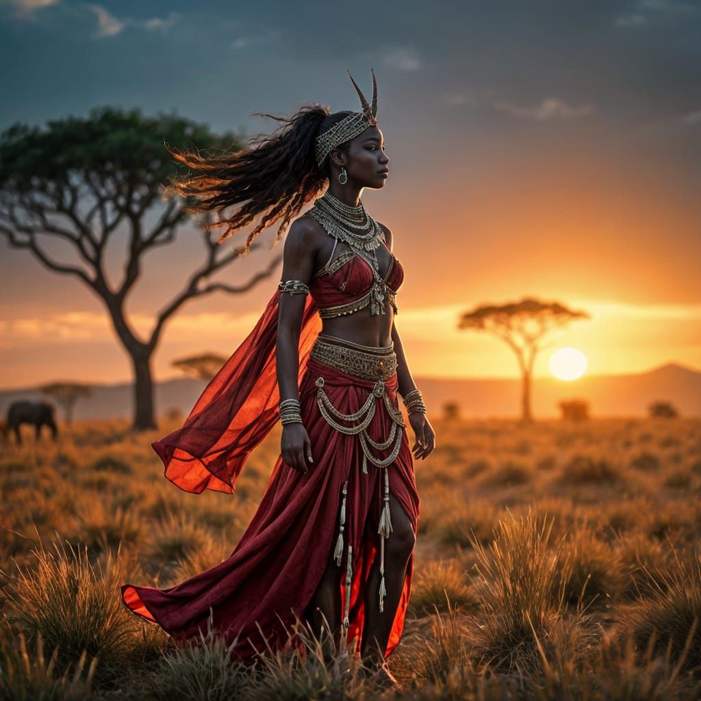 Beautiful Maasai Warrior in Detailed Matte Painting