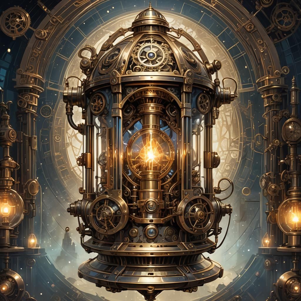 Art Deco Lantern with Steampunk Star Candle