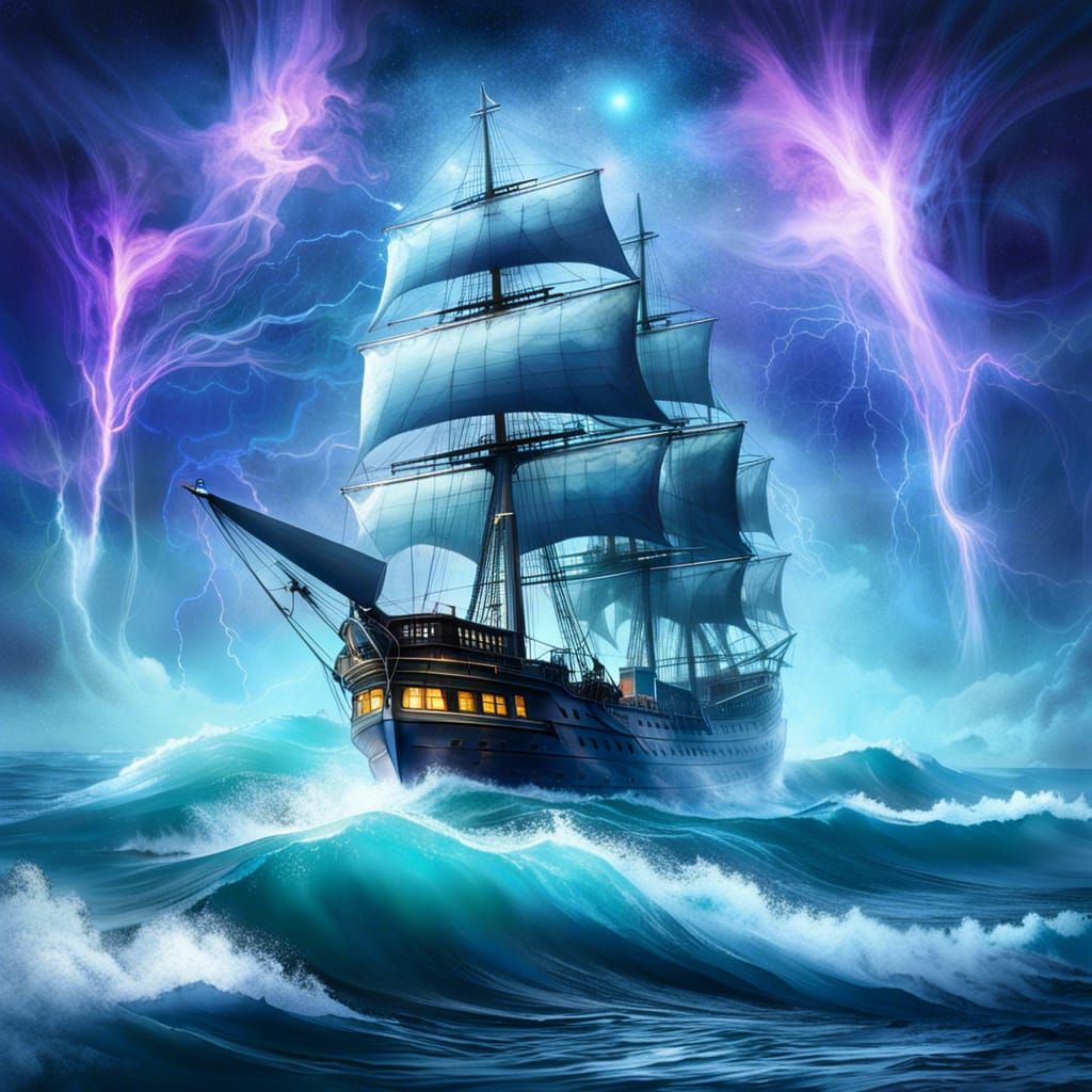 Ethereal Ghost Ships on Misty Seas