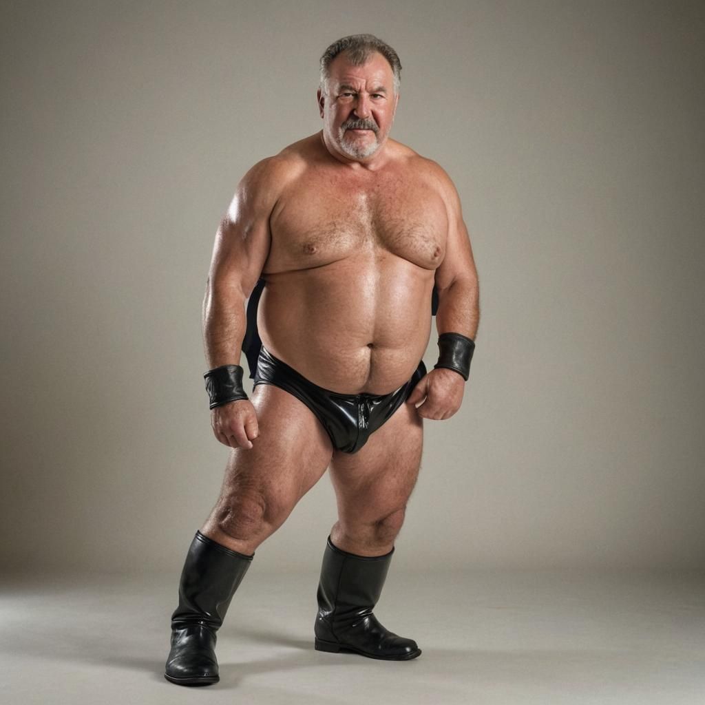 Vibrant Sports Photo of Burly Wrestler Posing