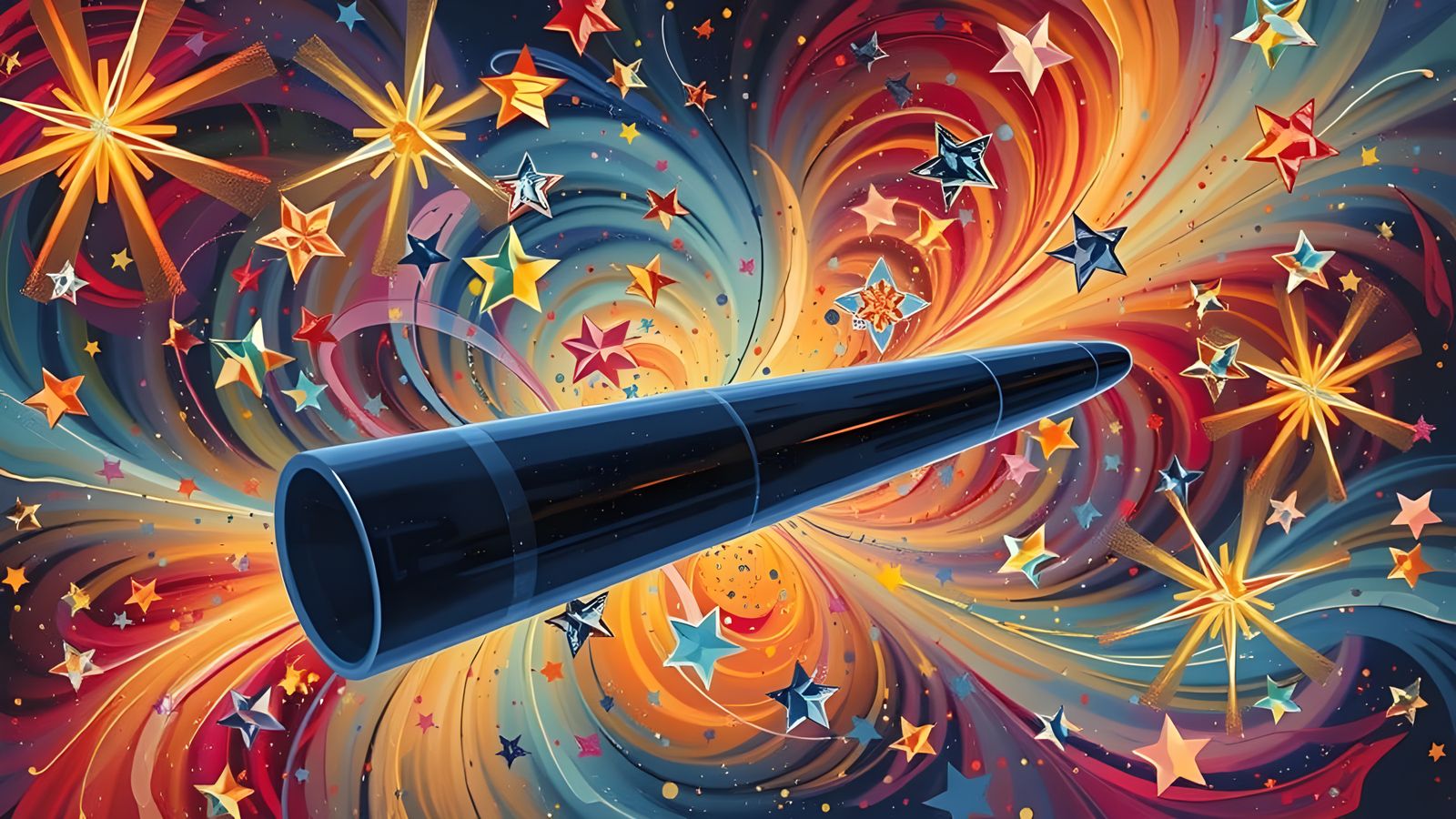 Abstract Expressionist Cylinder Spinning in Cosmic Vortex