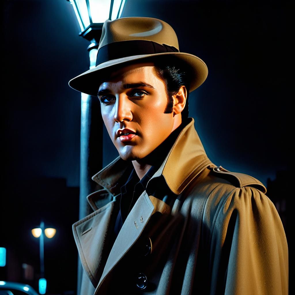 Elvis Presley as Film Noir Detective Portrait