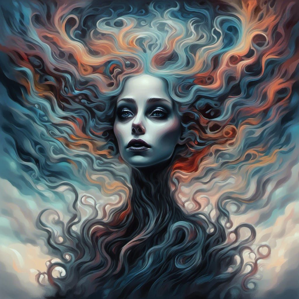 Ethereal Gothic Goddess in Tim Burton's Surreal Realm