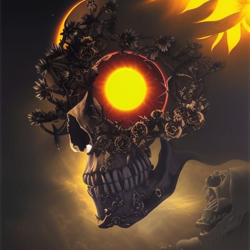 Surreal Solar Eclipse: A Dark Fantasy Masterpiece