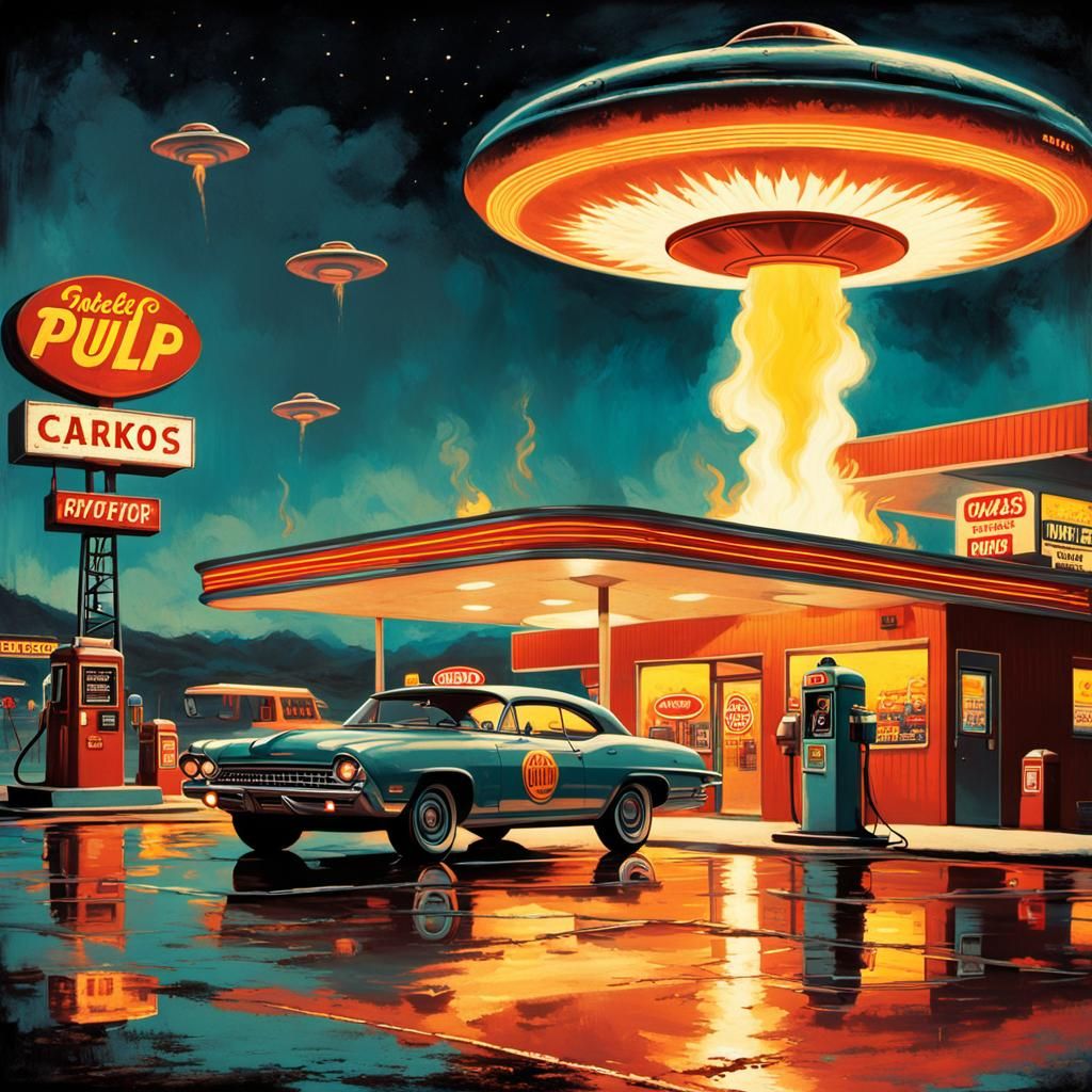 UFO Attack on Main Street: Pulp Comic Art