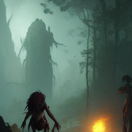 Swamp Planet Warrior: A Dark Fantasy Concept Art