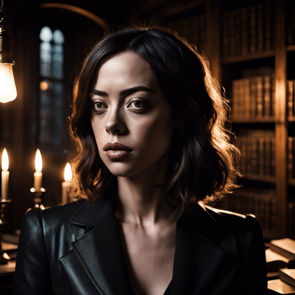 Aubrey Plaza in Dark Academia Gothic Portrait