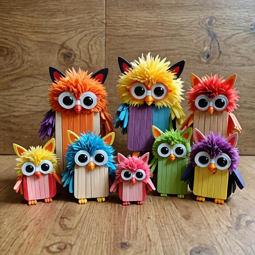 Popsicle Stick Furby Family: A Whimsical Creation