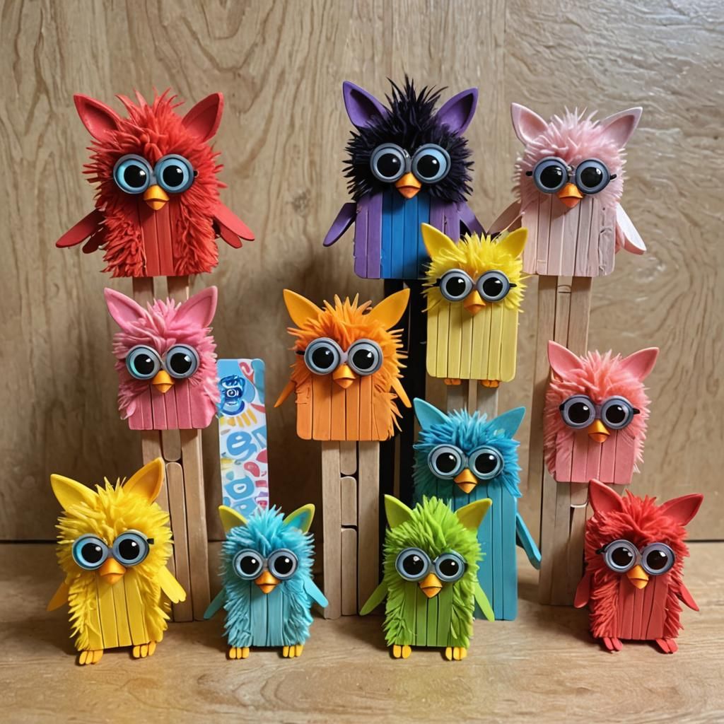 Popsicle Stick Furby Family: A Whimsical Creation