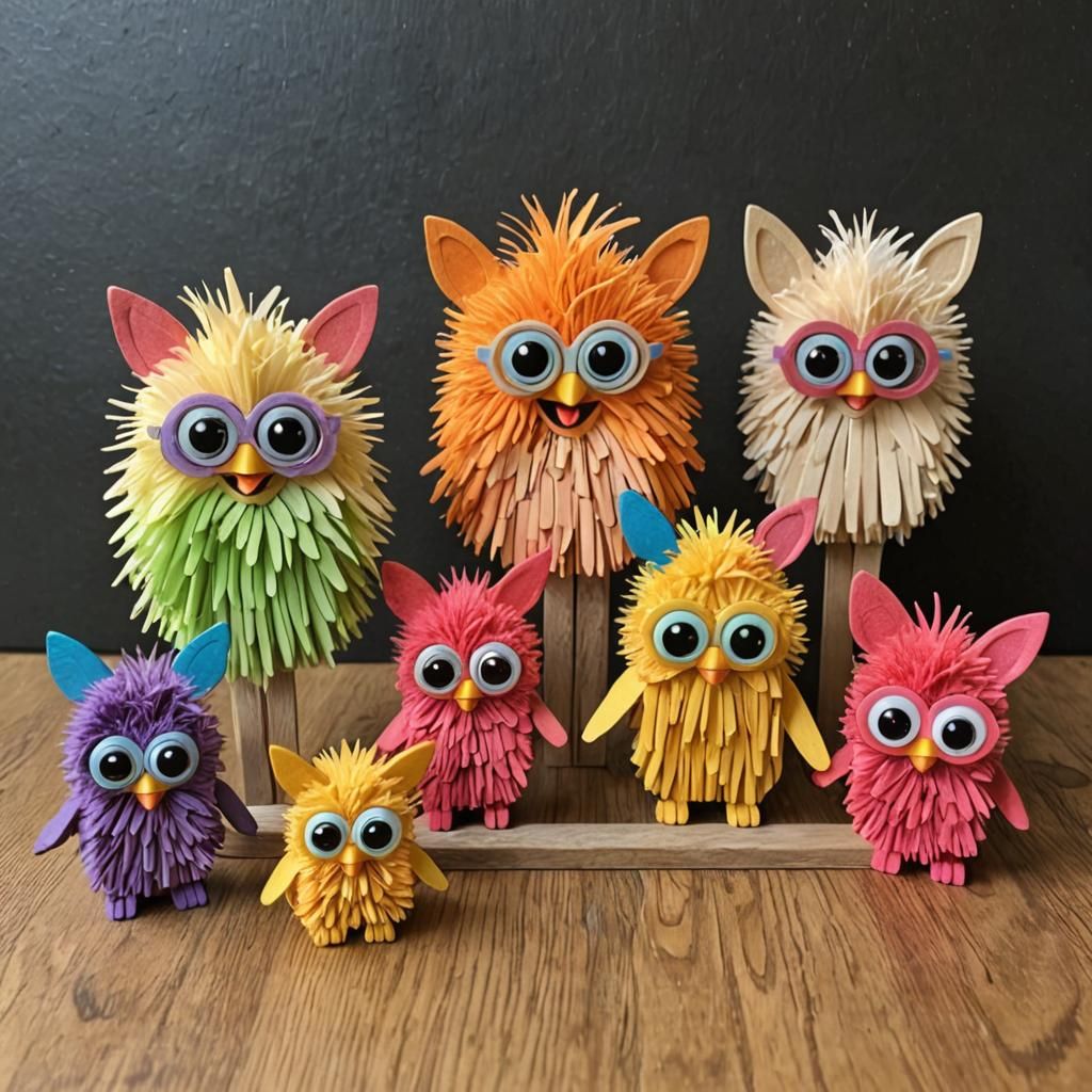 Popsicle Stick Furby Family: A Creative Craft